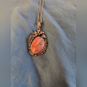 Nwt Sterling Silver Rhodochrosite Pendant And Necklace